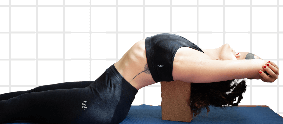 protective posture, yoga, hunch brand, fix your back, correct posture, alignment, open heart, receiving position, lead with your heart, back exercise, spine stretch, hunch fix, trust your hunch, hunching, 